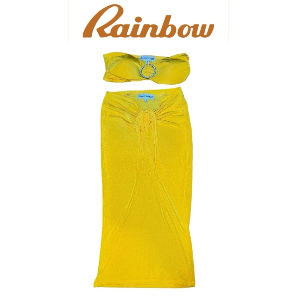 Almost Famous Yellow Two Piece Skirt Set